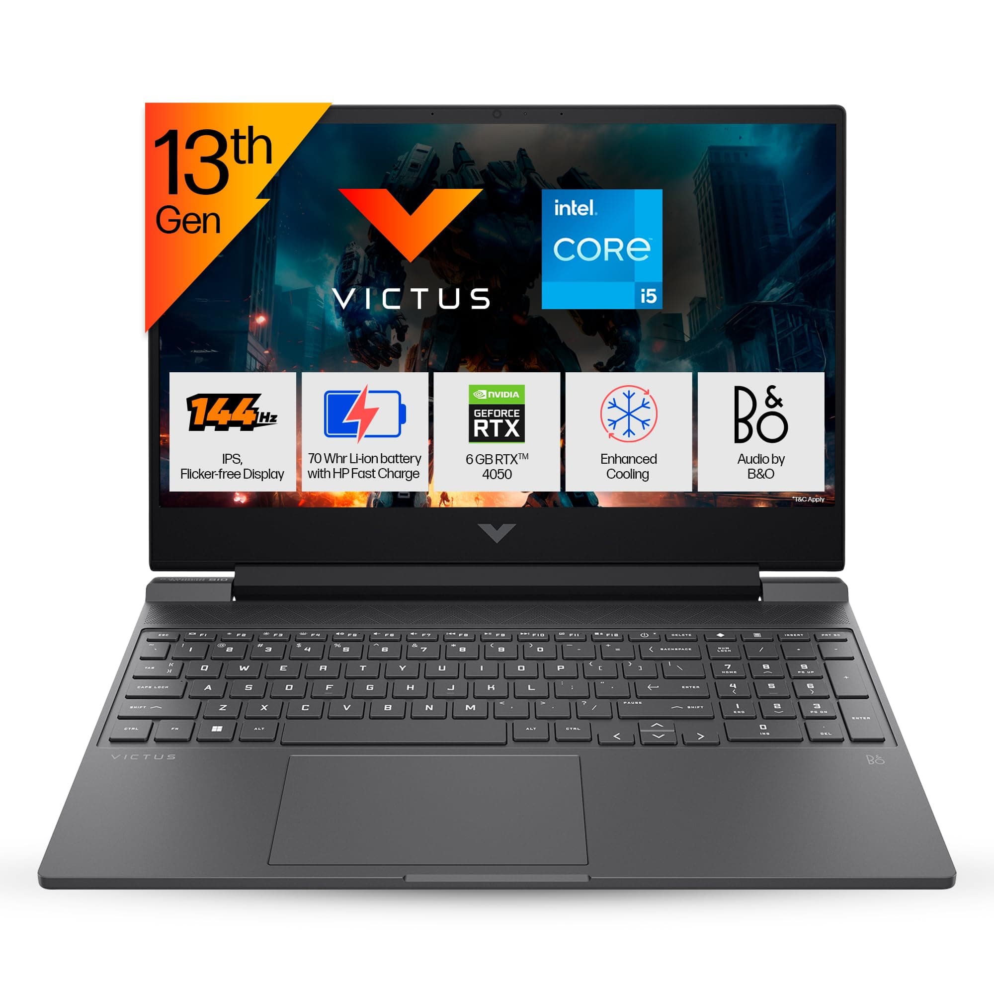 HP Victus, 13th Gen Intel Core i5-13420H, 6GB RTX 4050 Gaming Laptop (16GB DDR4, 512GB SSD) 144Hz, IPS, 15.6"/39.6cm, Flicker-Free, Win 11, Office 21,...