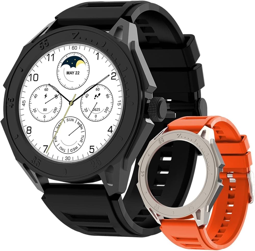 Maxima Raptor 1.39" HD Round Smart Watch for Men & Women with Premium Dual Metallic Case & Inbuilt Compass, Bluetooth Calling Smart Watch, 650 Nits, E...