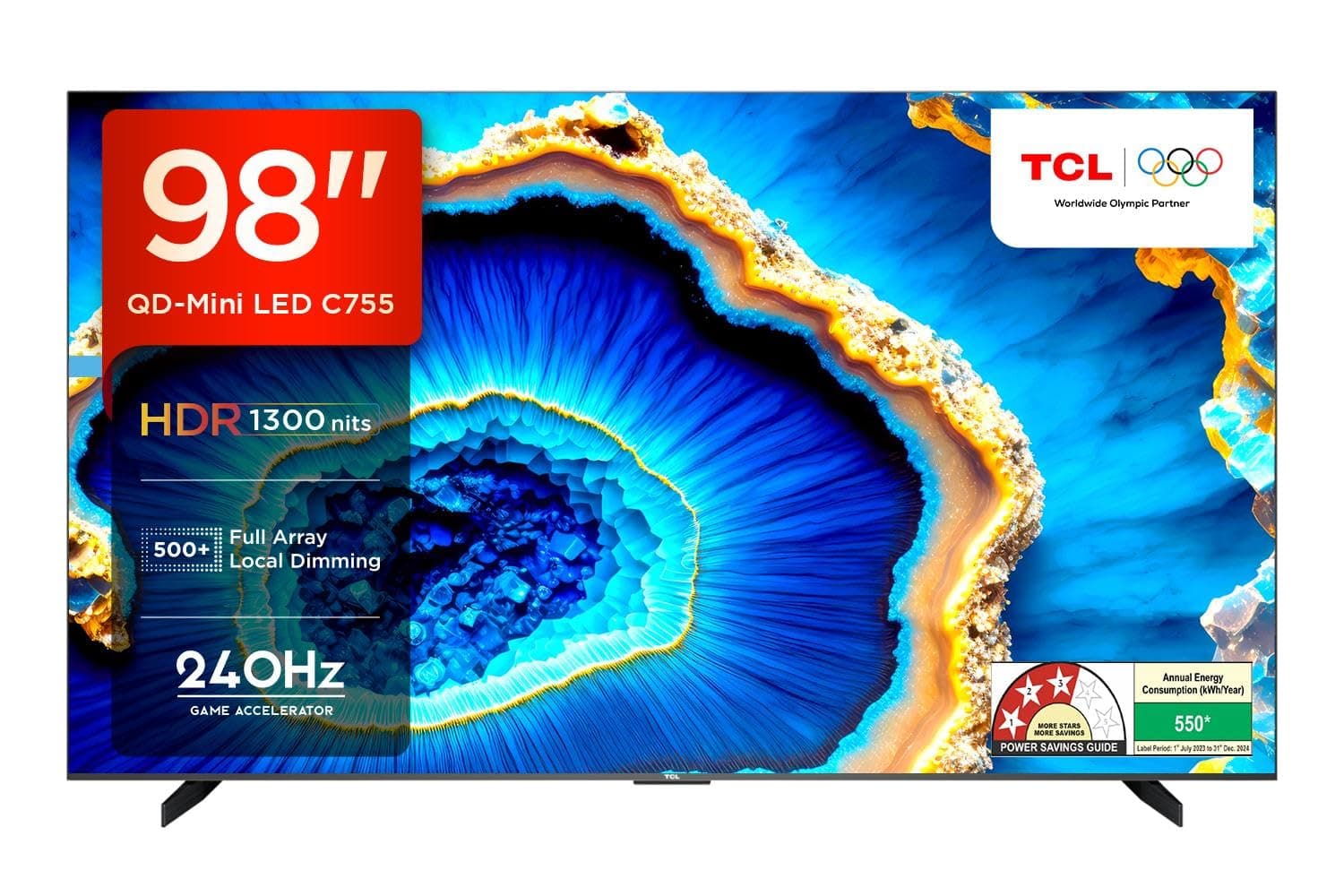 TCL 249 cm (98 inches) 4K Ultra HD Smart QD-Mini LED Google TV 98C755 (Black)