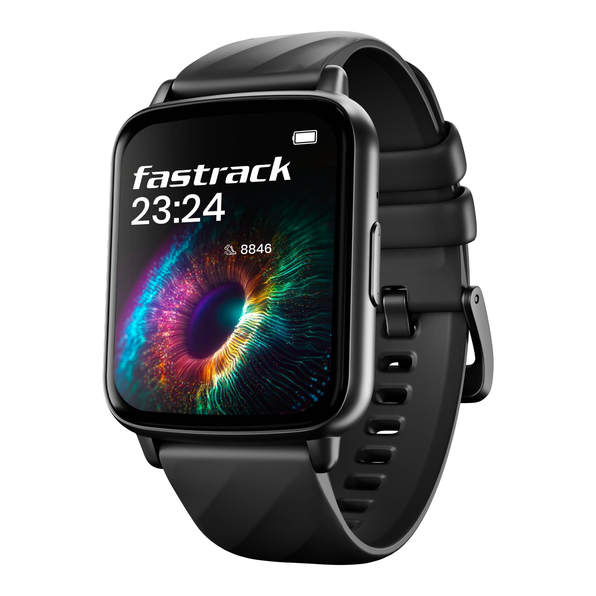 Fastrack Volt S1 Smart Watch for Man and Women Latest with 1.83" Display, Silicone Strap, BT Calling, 100+ Sports Modes, Heart Rate, SpO2, IP68, Ideal Smartwatch for Boys and Girls (Black)