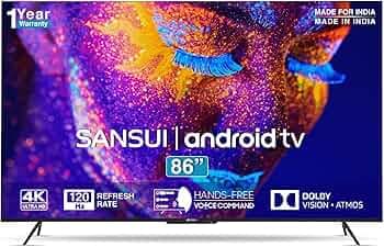 SANSUI 218 cm (86 Inches) 4K Ultra HD Smart Android LED TV JSW86ASUHDFF (Black)