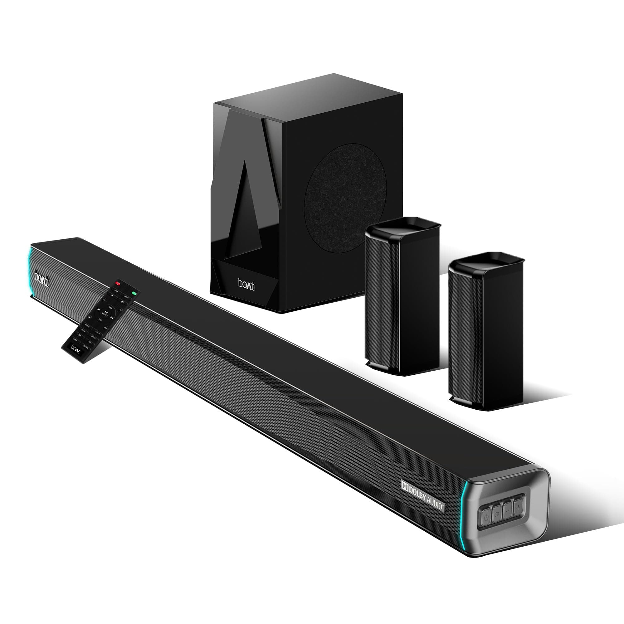 boAt Newly Launched Aavante Bar 5400D with 550W Dolby Audio, 5.1 Channel with Wireless subwoofer & Satellites, 3 Dynamic LED Modes, Decor Enhancing De...