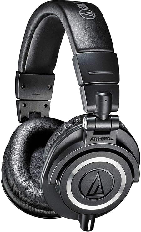 (Renewed) Audio Technica ATH-M50x Over-Ear Professional Studio Monitor Headphones (Black) Refurbished Headphones