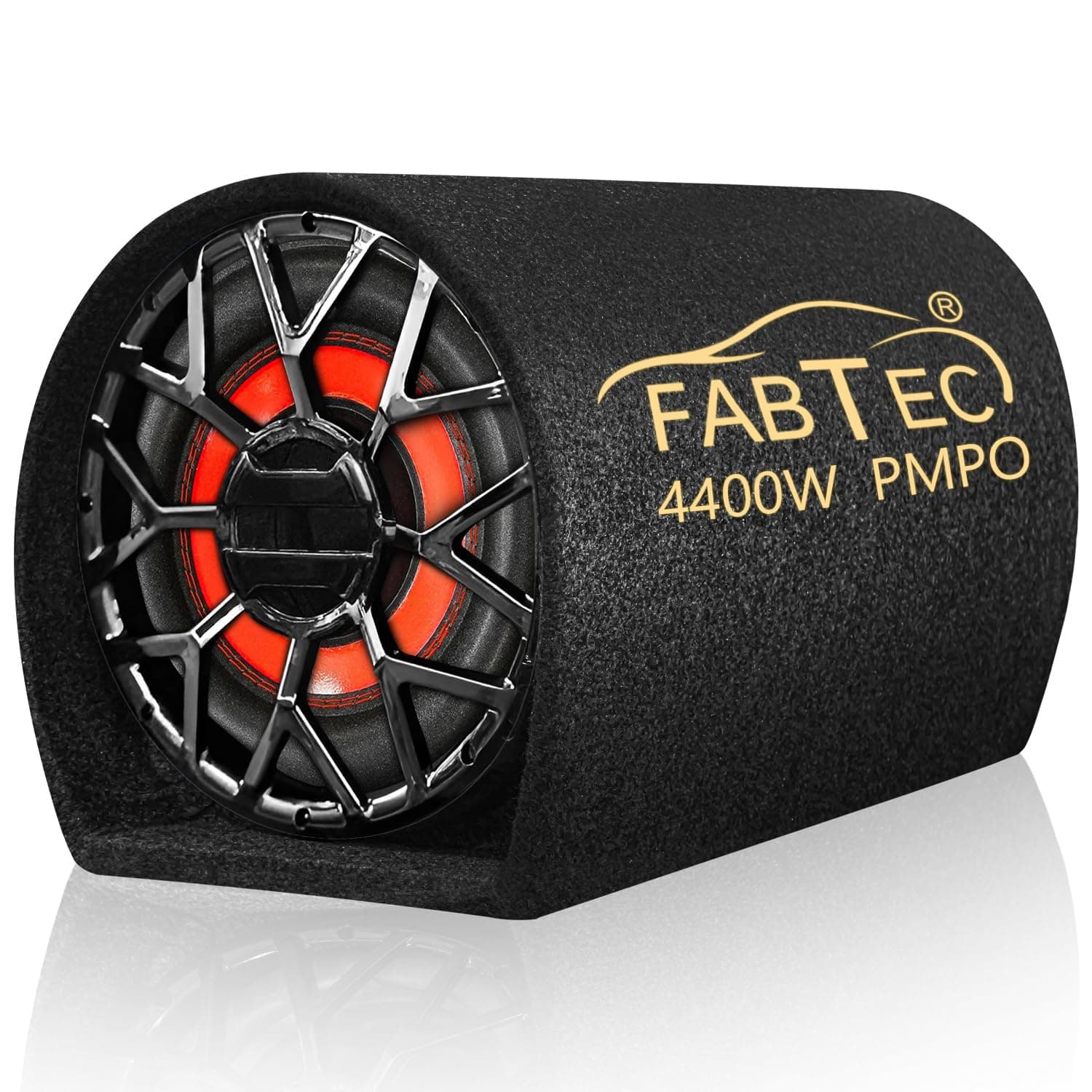 FABTEC 8 Inch Black Car Bass Tube Subwoofer with Inbuilt Amplifier - Powerful Audio and Deep Bass