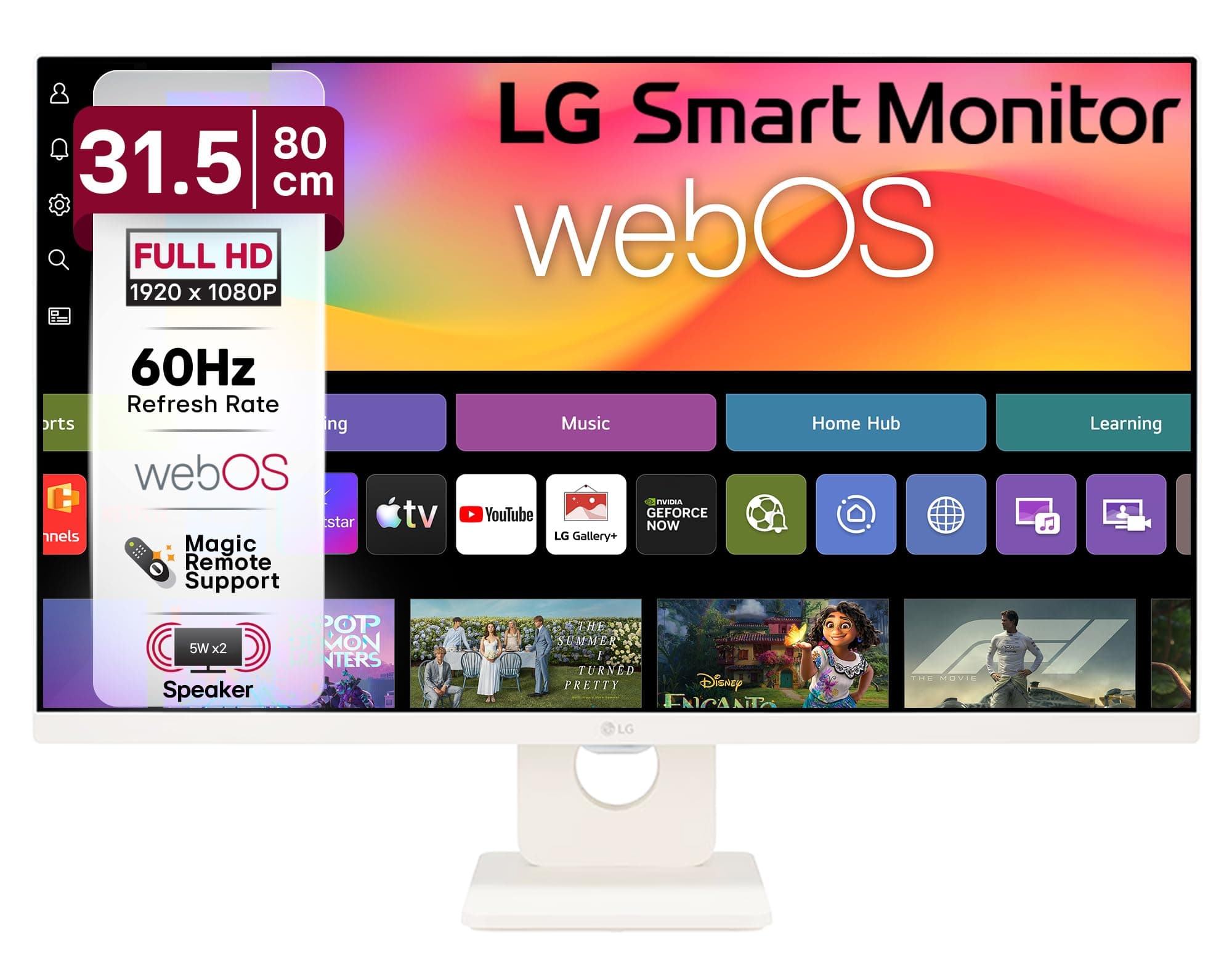 LG 32SR50F MyView Smart Monitor (32", 80cm), FHD IPS Display (1920 x 1080) with webOS, Work & Play Smarter, ThinQ Home Dashboard, AirPlay 2 + Screen S...
