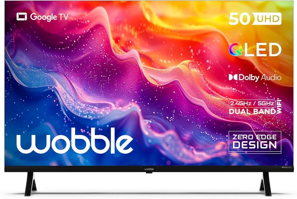 Wobble 127 cm (50 inches) QD Series 4K Ultra HD Smart QLED Google TV WB50GTAW9602QD (Black)