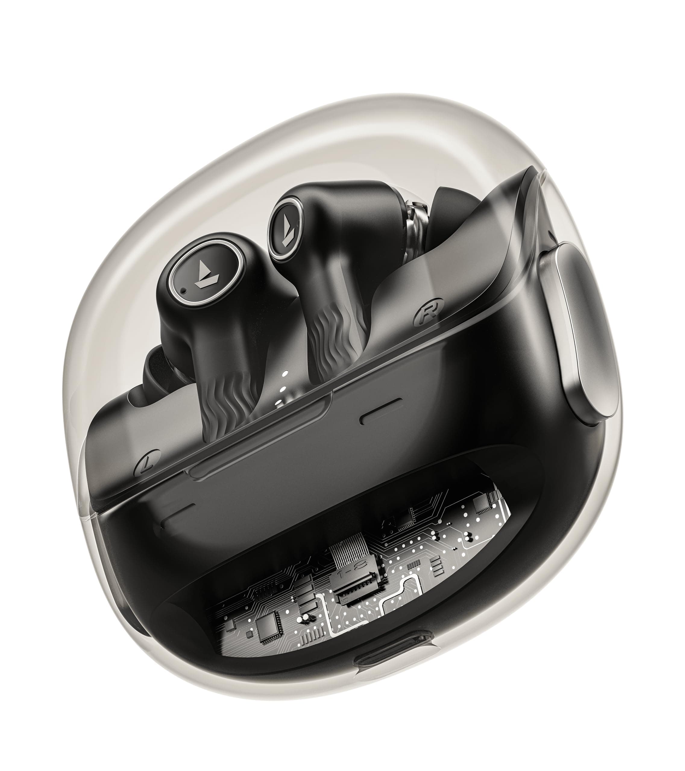boAt New Launch Nirvana Crystl, Transparent Case,Spatial Audio, ANC(~32dB), 100Hrs Battery,4Mics ENx, Dual Pair,App Support, Bluetooth Earbuds, TWS Ea...