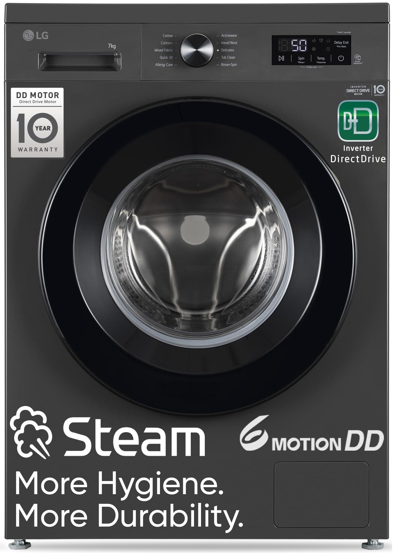 LG 7 Kg 5 Star Direct Drive Technology, Steam Wash, 6 Motion DD, Fully-Automatic Front Load Washing Machine (FHB1207Z2M, Allergy Care, In-Built Heater...