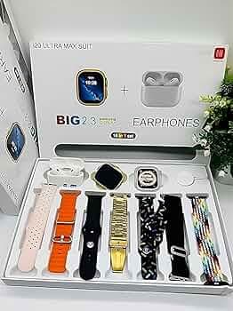 Balaji Guru i20 Ultra Max Suit 10-in-1 Bluetooth Calling Smartwatch Set with Amoled Display and Multiple Sports Modes for Women, Men, Boys, and Girls