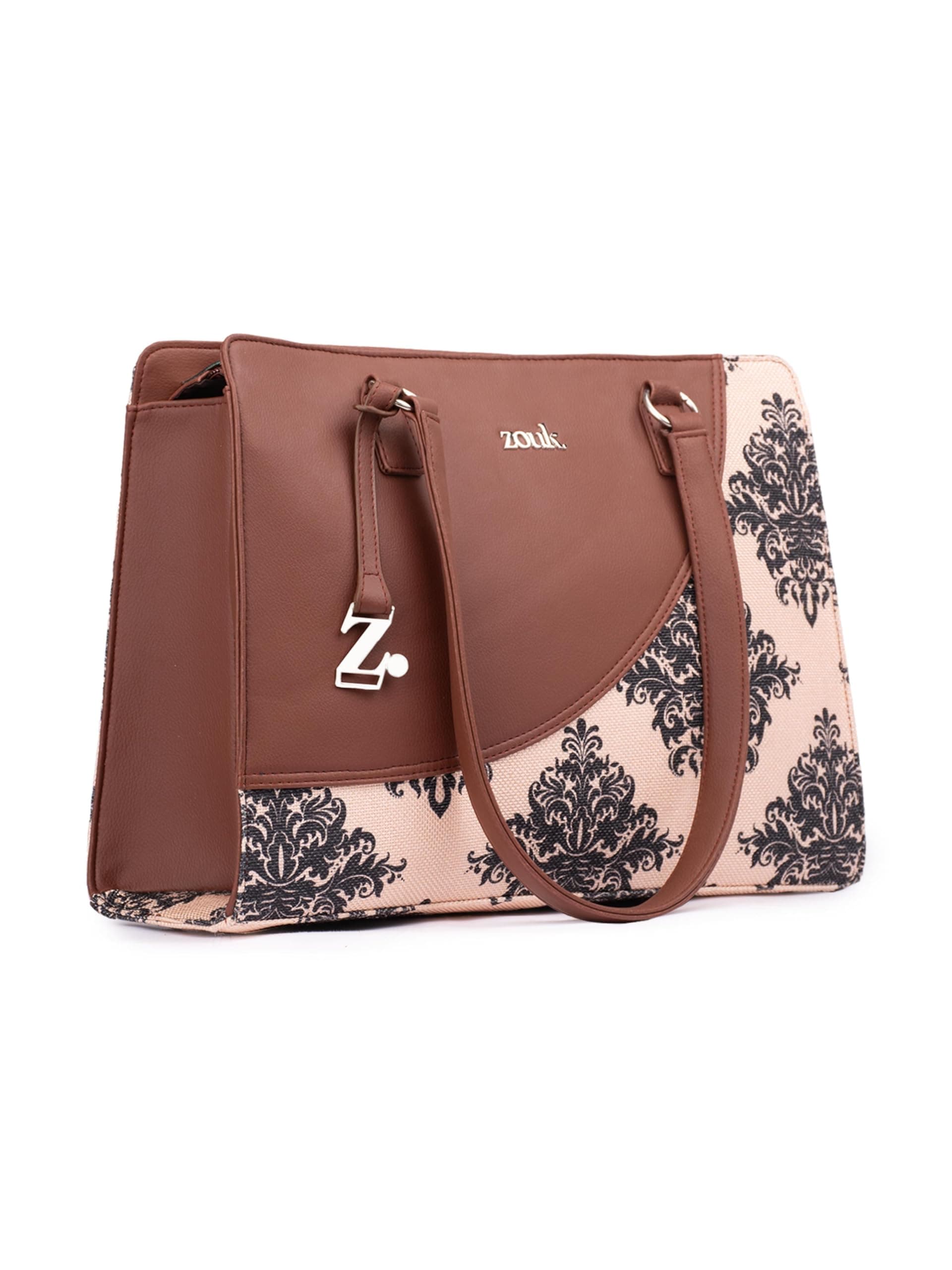ZOUK Women's Office Essential Bag | Jute | Vegan Leather Handcrafted Tote Bag With Double Handle Shoulder Strap
