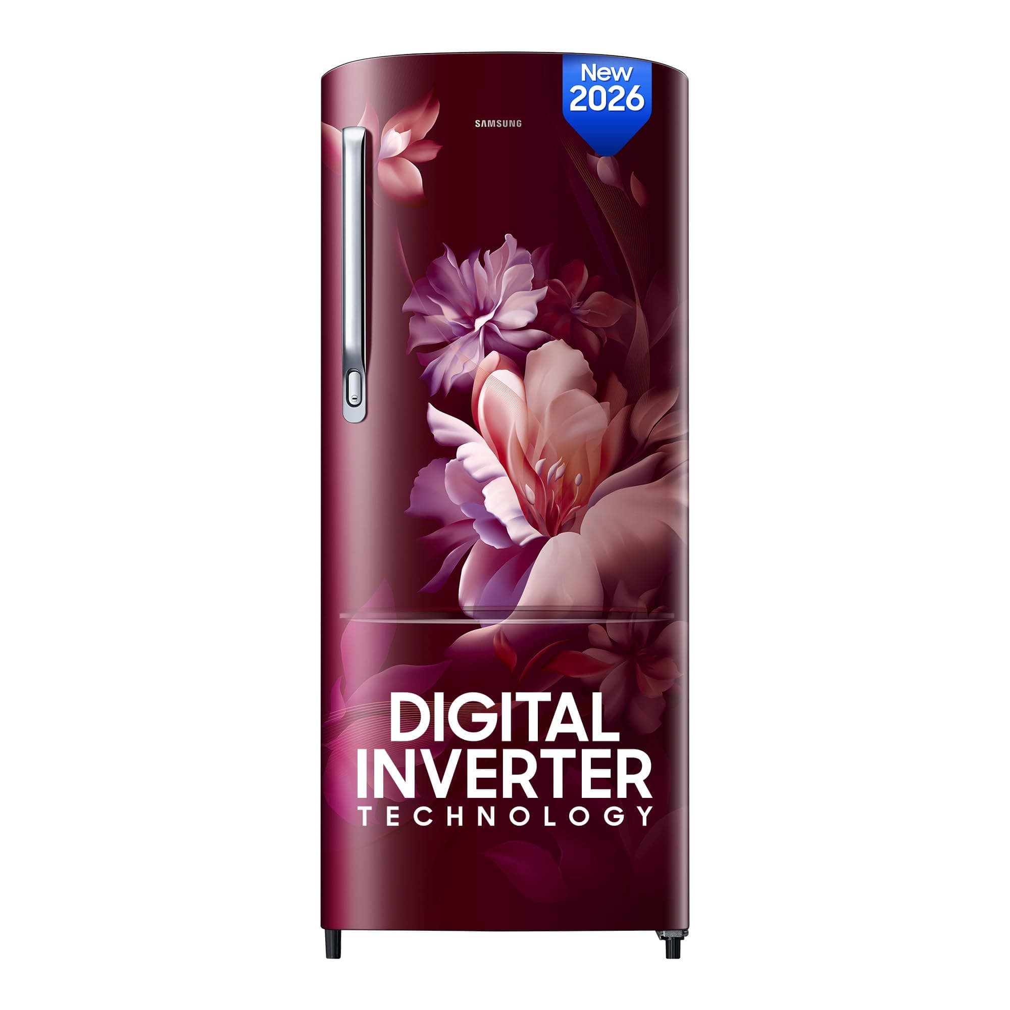 Samsung 223 L, 3 Star, Digital Inverter, Direct-Cool Single Door Refrigerator (RR24H2723RZ/NL, Midnight Blossom Red, Single Touch Defrost, 2026 Model)