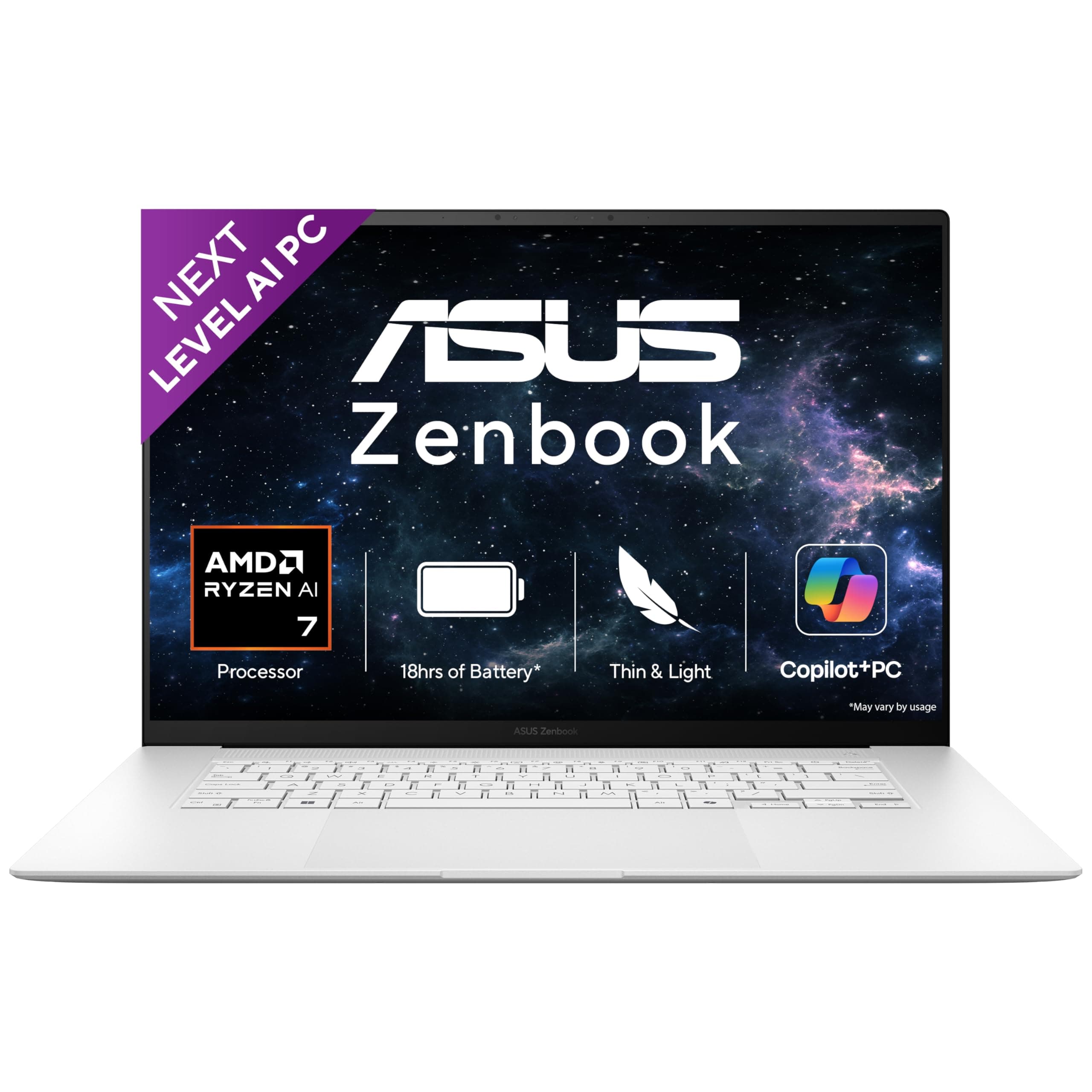 ASUS Zenbook S16,16" Touch Screen,3K OLED,AMD Ryzen AI 7 Octa Core 350,Copilot+ AI PC(24GB/1TB/AMD Radeon iGPU/Windows 11/M365 Basic(1Year)*/Office Ho...