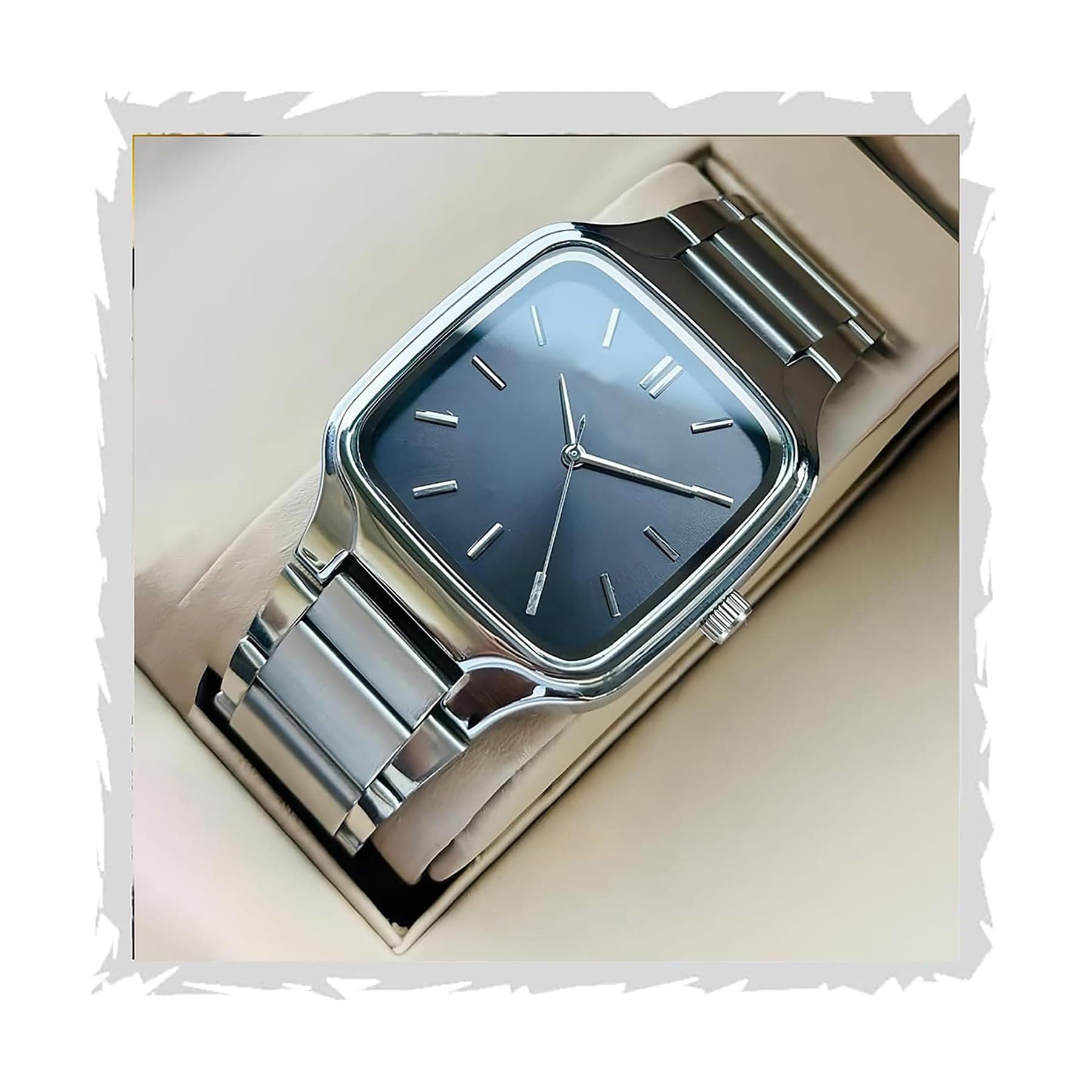 STYLEDOSE Minimalist Eddy Square Dial Men's Watch with Stainless Steel Strap, Analog Watch Display with Slim Case Design Wrist Watch for Men