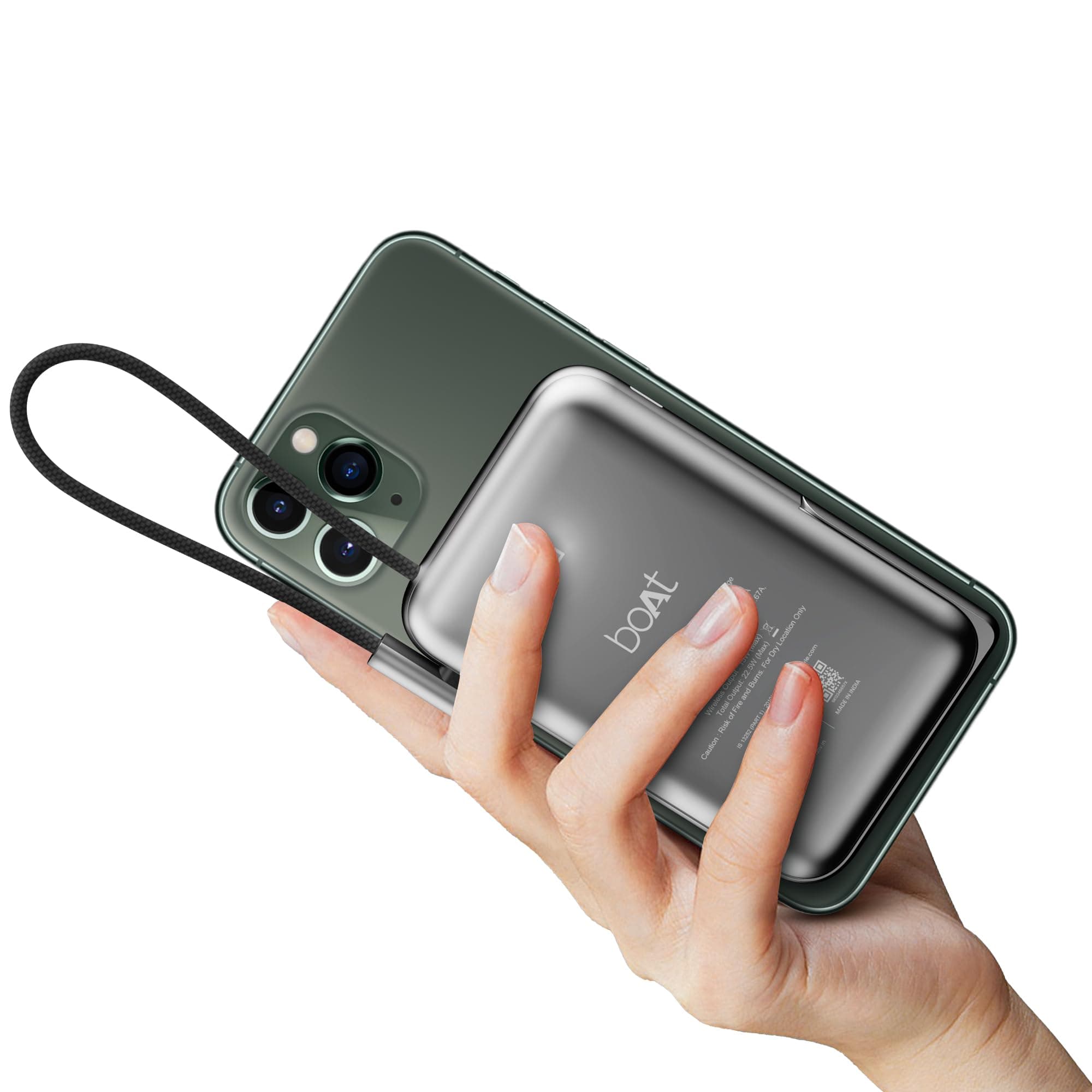 boAt Newly Launched Energyshroom PB330 MagnaCharge 10000 mAh Magnetic Wireless Power Bank w/ 15W Wireless Charging, Metal Stand,Magnacharge Ring for i...