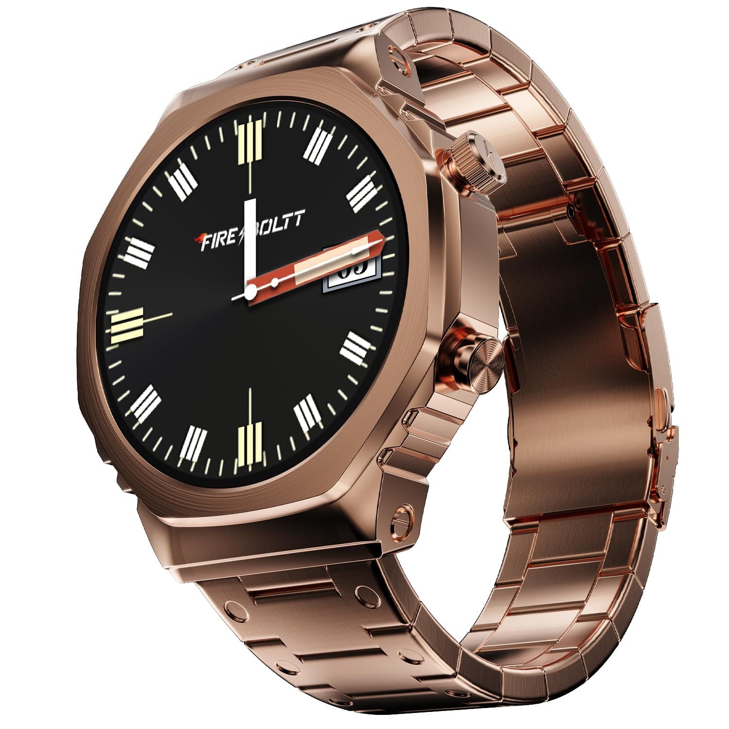 Fire-Boltt Onyx- 36.3mm AMOLED Always On Display Smart Watch, 466 * 466 High Resolution, Bluetooth Calling, Steel Design, IP67, 4GB Storage, 300+ Spor...