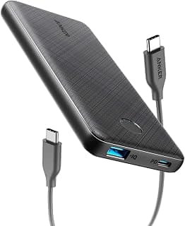 Anker USB-C Portable Charger, 18W PowerCore Slim 10000 PD, 10000mAh Power Delivery Power Bank for iPhone 12/Mini/X/XR/XS Max, S10, Pixel 3/3XL, iPad P