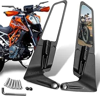 Eliane Universal Motorcycle Bike Mirrors Set Adjustable Rotating Rear View Mirror Stealth Wind Wing Side For All Bikes (York nut Fitting 8mm, 10mm)