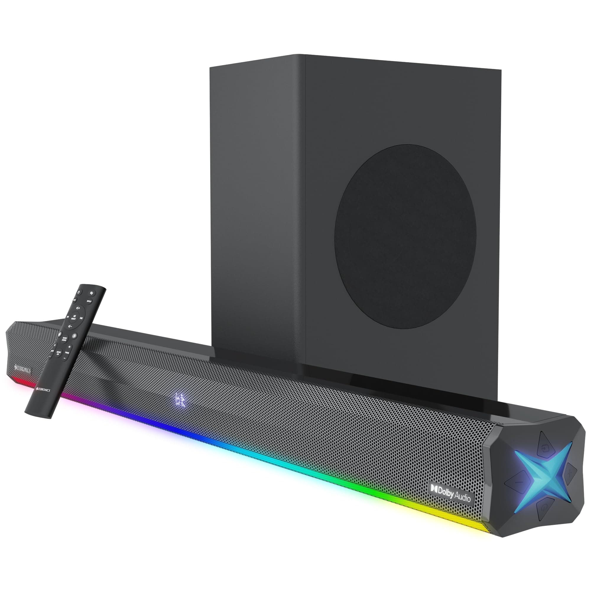 ZEBRONICS Juke BAR 900 360 Watts Dolby Audio Soundbar with Wireless Subwoofer, Display, Bluetooth V5.3, HDMI (ARC), Optical in, USB, AUX, RGB LED Ligh...