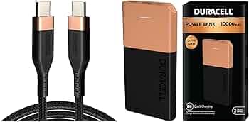 Duracell Powerbank 10000mh with Series 1 - C to C Cable
