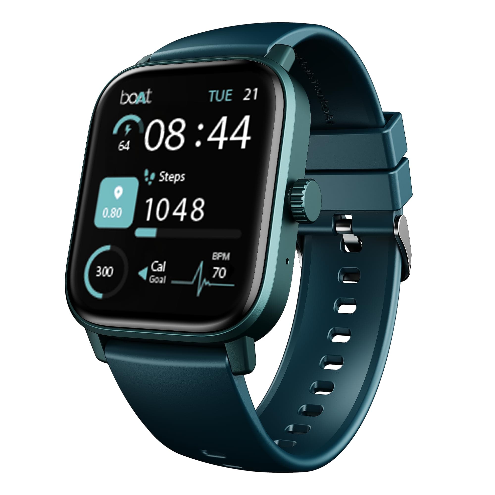 Boat Wave Call 3 Smartwatch 1.83 HD Display with Animated Watch Faces; BT Calling, Functional Crown, Multiple Sports Modes, IP68, HR, SpO2 Monitor, Sm...