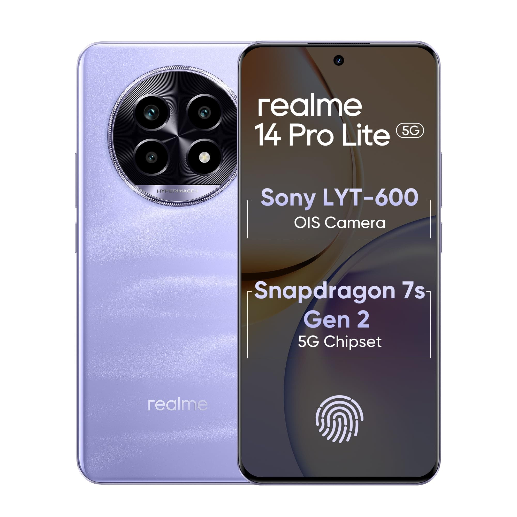 realme 14 Pro Lite 5G Smartphone 8GB+128GB Purple, 6.7 inch Screen, 120Hz Curved Vision Display, 5200mAh Battery, 45W Ultra Charge, 92MP Cameras, Snap...