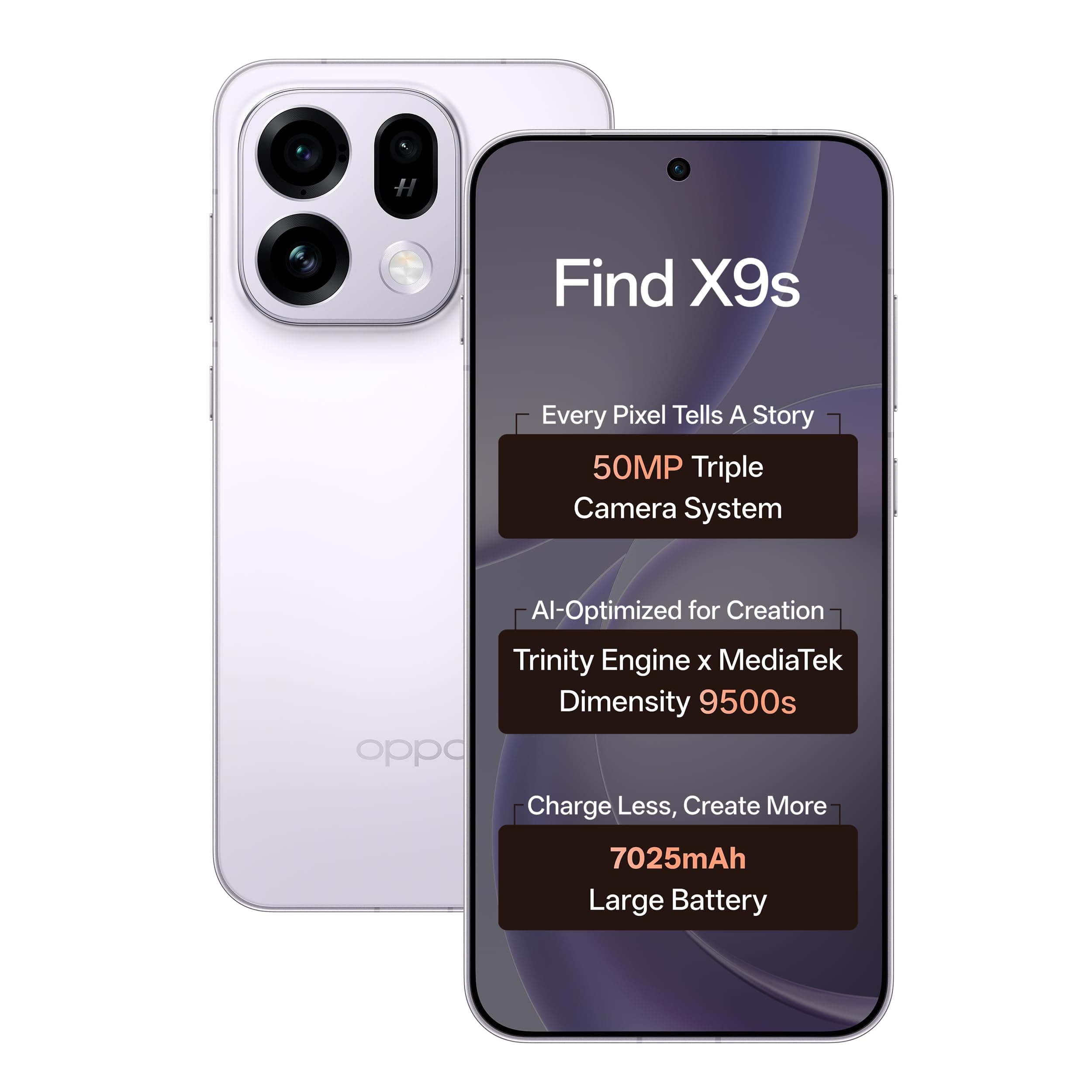 Oppo Find X9s(Lavender Sky,12+512GB) | Hasselblad Camera + 50MP Portrait |Dimensity 9500s | 7025mAh Battery+80W SUPERVOOC | IP69 -with No Cost EMI/Add...
