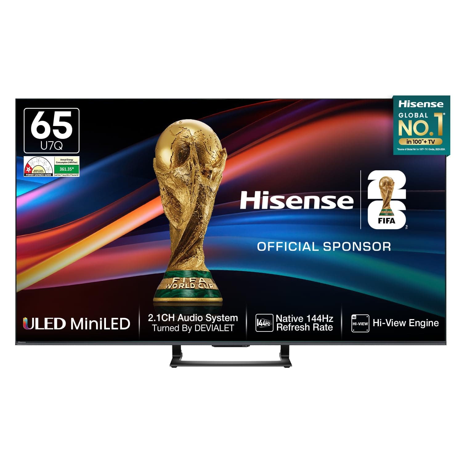 Hisense 164 cm (65 inches) U7Q Series 4K Ultra HD Smart QLED Mini LED TV 65U7Q (Black)