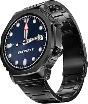 Fire-Boltt Onyx- 36.3mm AMOLED Always On Display Smart Watch, 466 * 466 High Resolution, Bluetooth Calling, Steel Design, IP67, 4GB Storage, 300+ Spor...