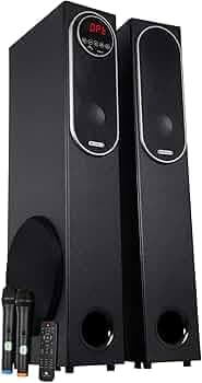 ZEBRONICS BTM9801RUCF 2.0 Tower Speaker, 120 Watts, Touch Control, HDMI ARC, Coaxial in, Supports Bluetooth, AUX, USB, SD, Karaoke, Dual Wireless Mic,...