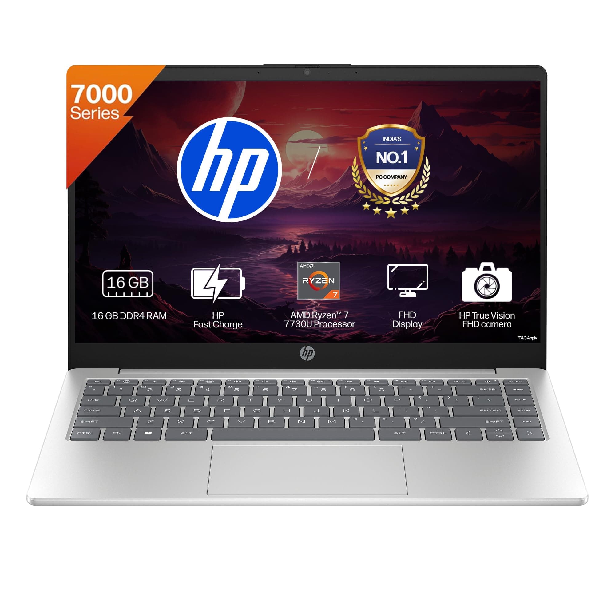 HP 14, AMD Ryzen 7 7730U (16GB DDR4, 512GB SSD) FHD, Anti-Glare, Micro-Edge, 14''/35.6cm, Win11, M365 Basic(1yr), Office Home24, Silver,1.4kg, EM0104A...