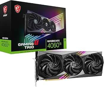 MSI Geforce RTX 4060 Ti Gaming X Trio 8G Gaming Graphics Card - 8Gb Gddr6, Pci Express Gen 4, 128-Bit, 3X Dp V 1.4A, Hdmi 2.1A (Supports 4K & 8K HDR) ...