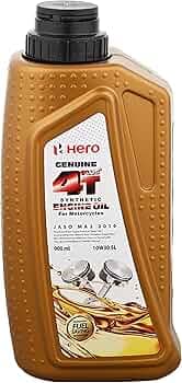 Hero Genuine 4T Plus Motorcycle Engine Oil Grade- API 10W30 SL MA2 (900 ML)
