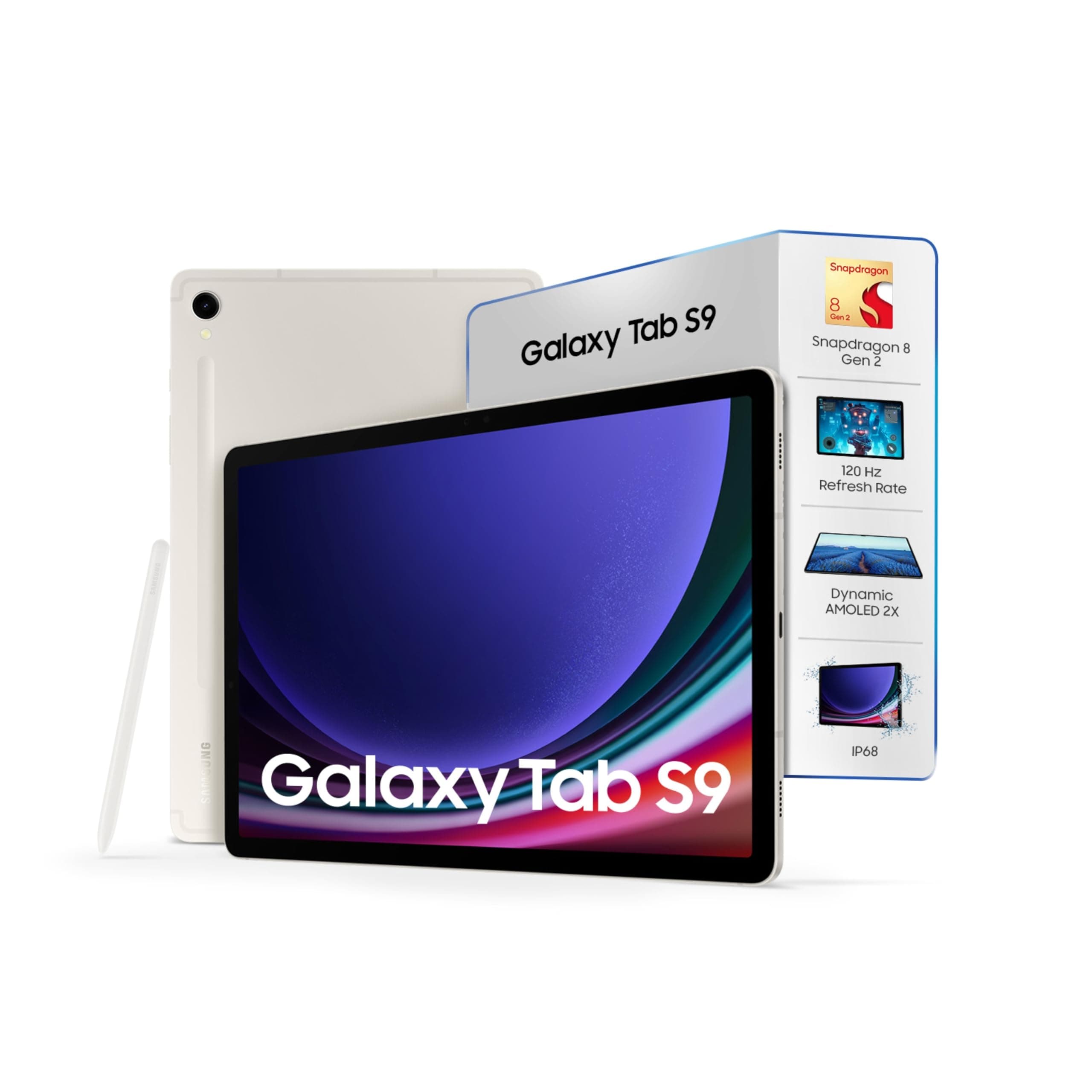 Samsung Galaxy Tab S9 27.81 cm (11 inch) Dynamic AMOLED 2X Display, RAM 12 GB, ROM 256 GB Expandable, S Pen in-Box, Wi-Fi + 5G Tablet, Beige