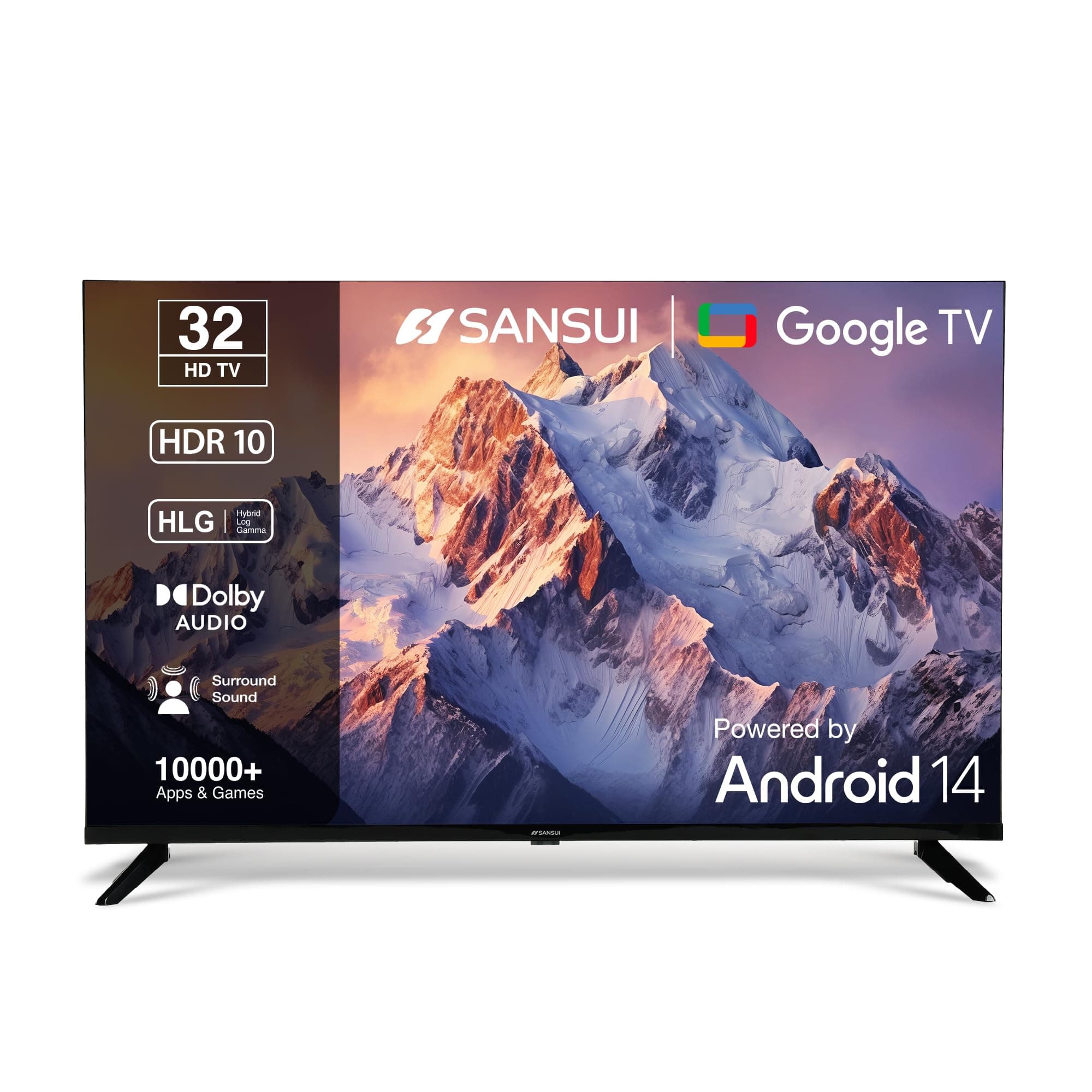 SANSUI 80cm (32) HD Ready Google TV with IPS Panel, HDR10, Dolby Audio, Surround Sound, Game Mode, 60Hz Refresh Rate JSW32HG5 (Black)