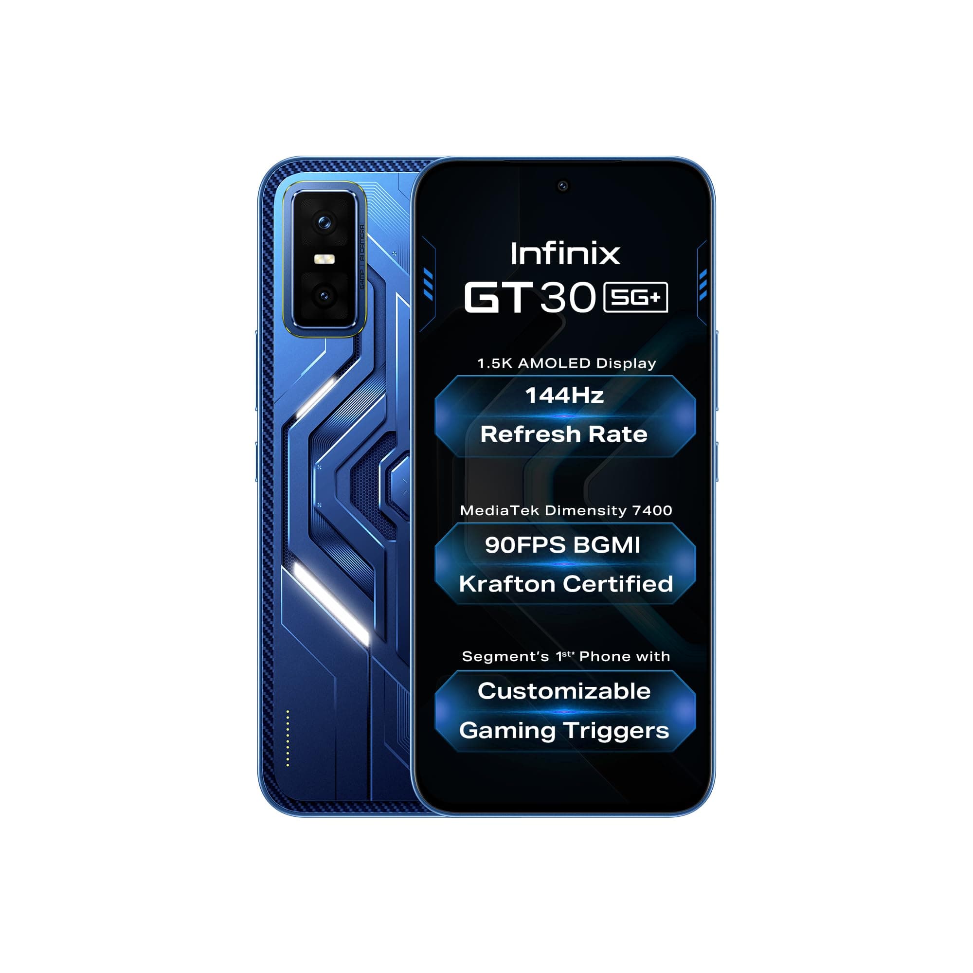 Infinix GT 30 5G+ (Cyber Blue, 8GB RAM, 256GB Storage) | Cyber Mecha Deisgn with LED Lights | 90FPS on BGMI | 1.5K 144Hz AMOLED Display | Segment's 1s...