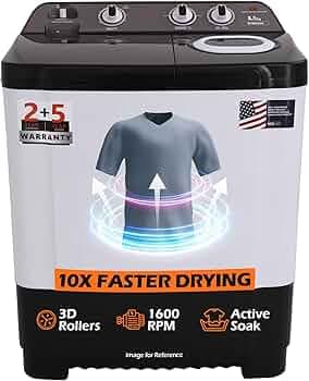 White Westinghouse 8.5 kg 3D Wash Semi Automatic Top Loading Washing Machine (SFW8500/ BLACK/ 2023)