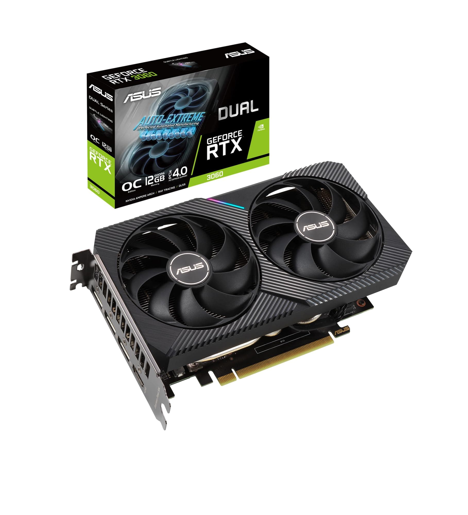 ASUS Dual GeForce RTX™ 3060 V2 OC Edition 12GB GDDR6 with Two Powerful Axial-tech Fans LHR Graphics Card (DUAL-RTX3060-O12G-V2)