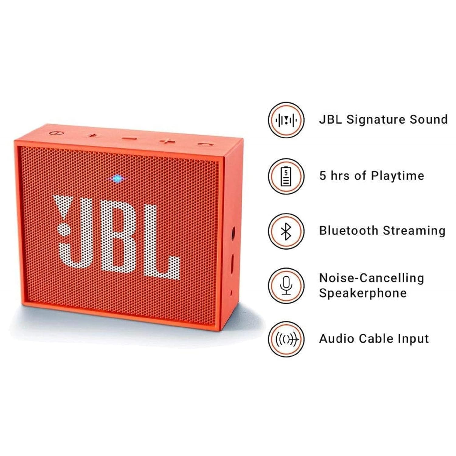 JBL GO by Harman Portable Wireless Bluetooth Speaker with Mic (Orange)