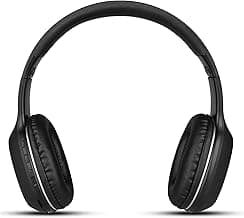 Praxan E750 Over -Ear Bluetooth Wireless Headphones with Mic, Thumping Bass, Lightweight Foldable Compact Design On-Ear Headset (Black)