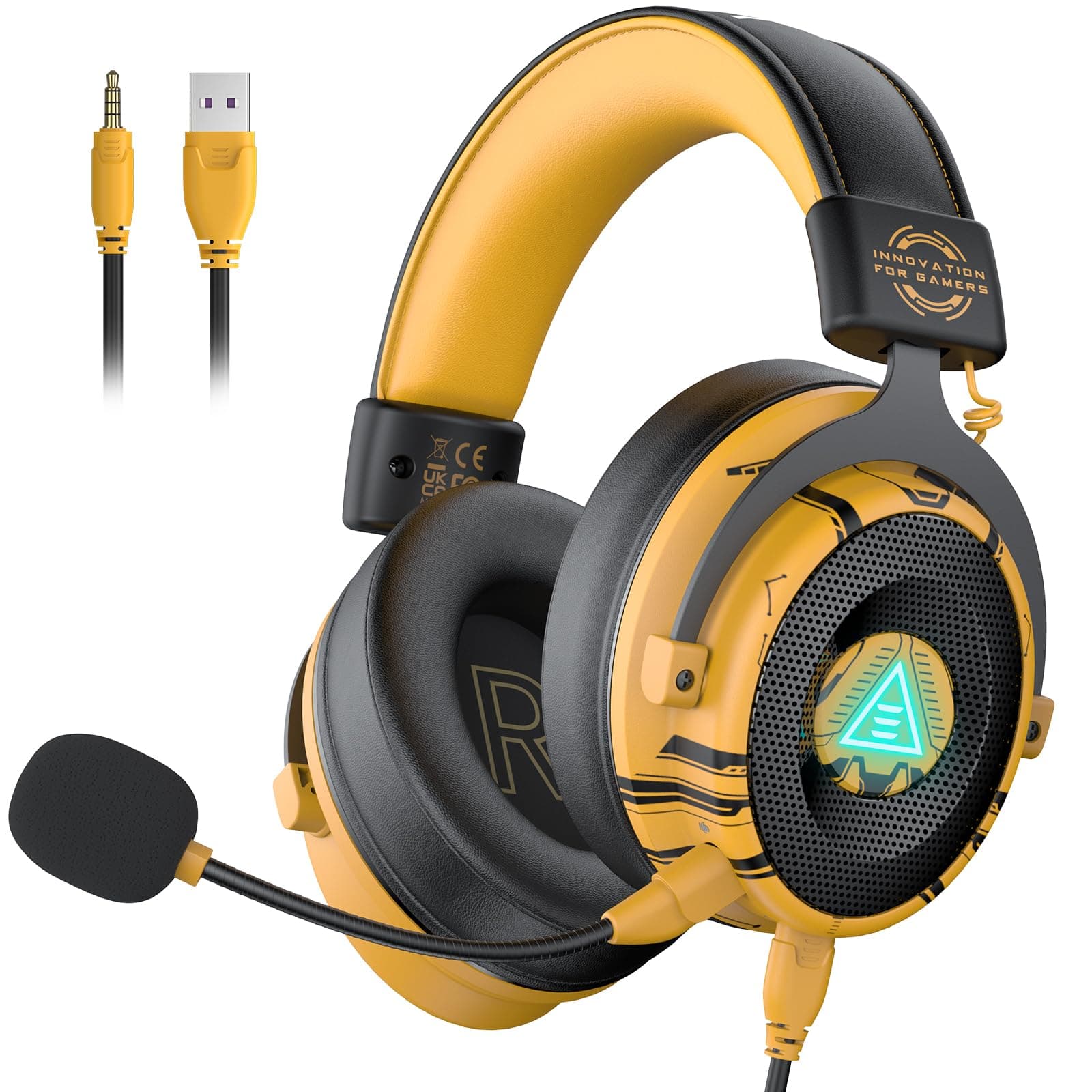 EKSA E900 Pro White Gaming Wired Over Ear Headphones with Virtual 7.1 Surround Sound, Noise Cancelling with Mic & Led, Compatible with PC, PS4, PS5, X...