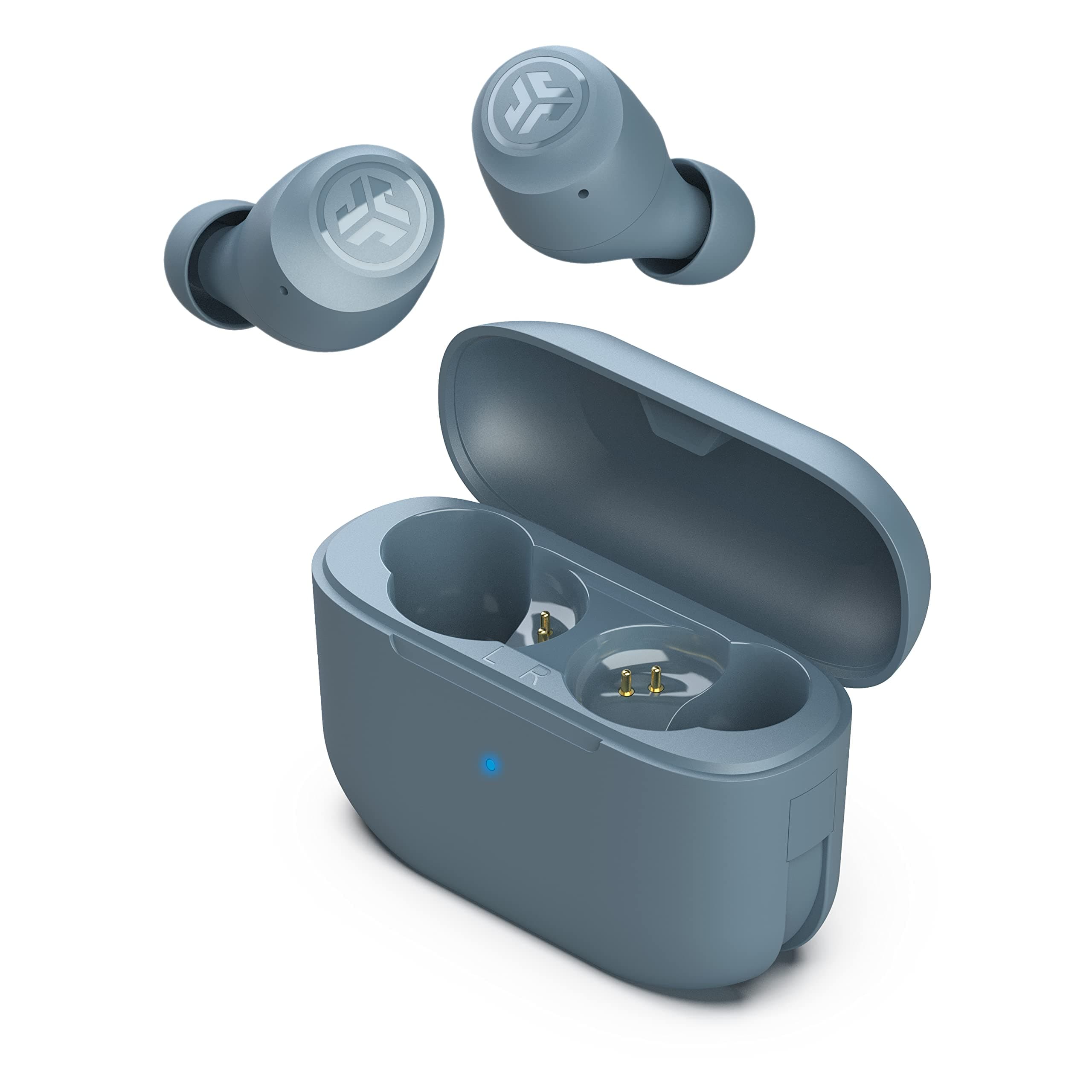 JLab Unisex-Adult Go Air Pop Wireless Bluetooth Earbuds + Charging Case Dual Connect Ipx4 Sweat Resistance Bluetooth 5.1 Connection 3 Eq Sound Settings Signature, Balanced, Bass Small/Medium Slate