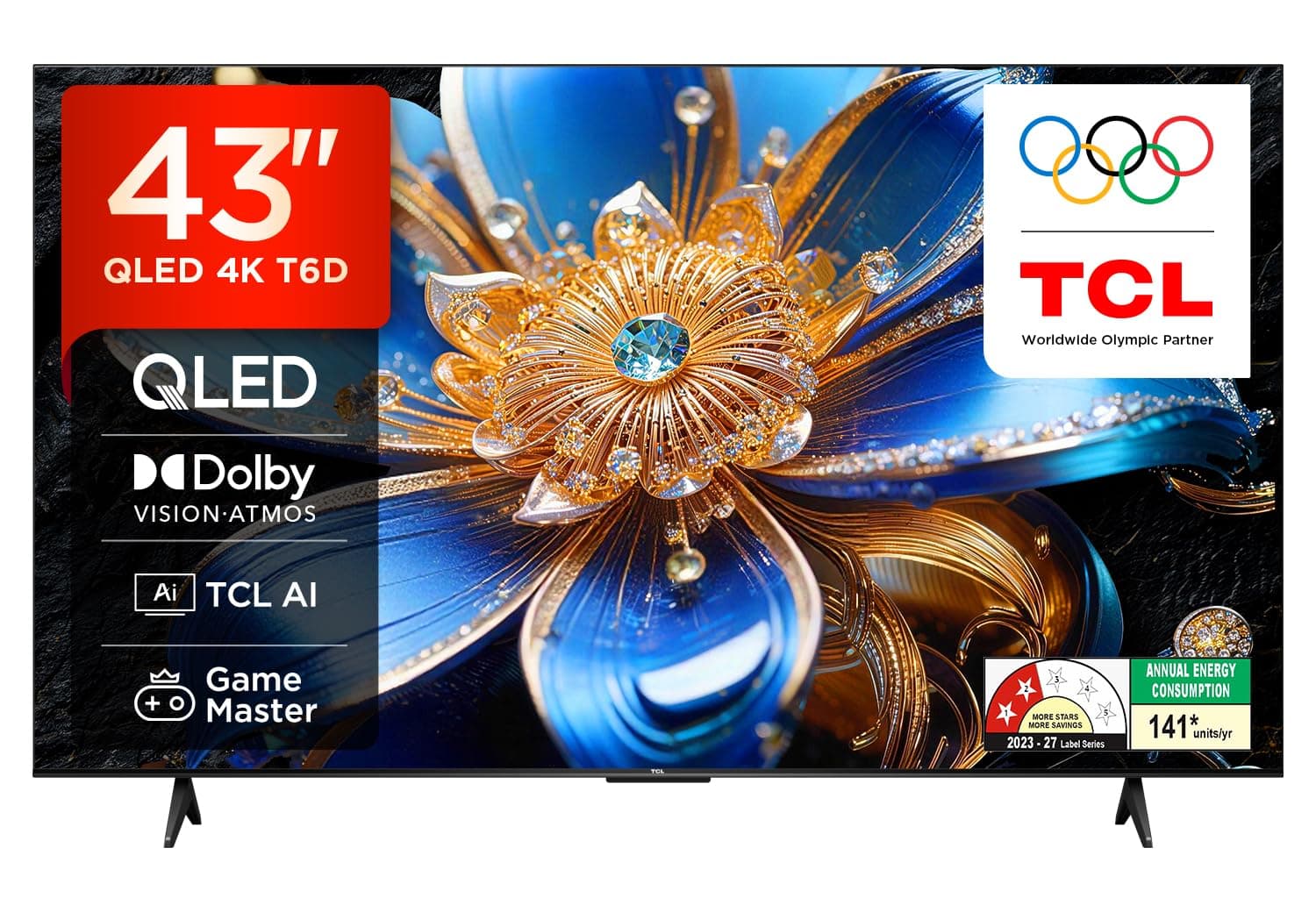 TCL 108 cm (43 inches) 4K UHD Smart QLED Google TV 43T6D