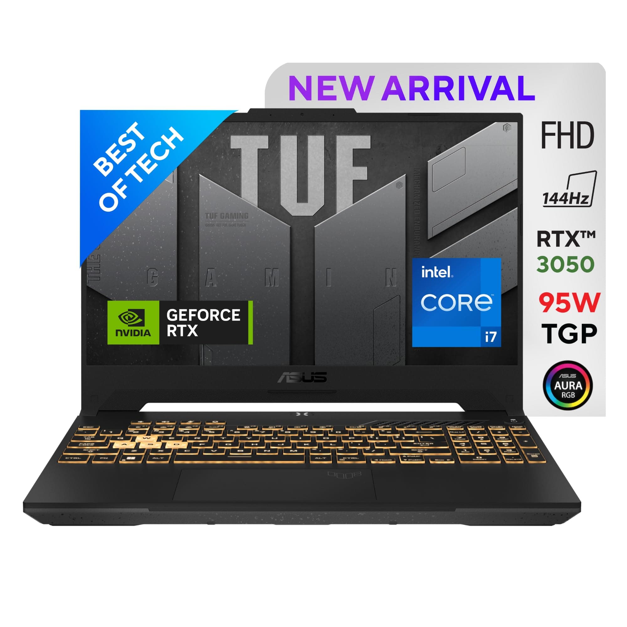 ASUS TUF Gaming F15, 15.6-inch (39.62 cms) FHD 144Hz, Intel Core i7-12700H 12th Gen, 4GB NVIDIA RTX 3050, Gaming Laptop (16GB/1TB SSD/Win11/MSO/90WHrs...