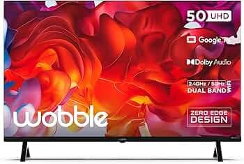 Wobble 127 cm (50 inches) UD Series 4K Ultra HD Smart LED Google TV WB50GTAW9602UDFL (Black)