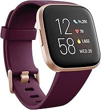 Fitbit FB507RGRW Versa 2 Health & Fitness Smartwatch with Heart Rate, Music, Alexa Built-in, Sleep & Swim Tracking, Bordeaux/Copper Rose, One Size (S 