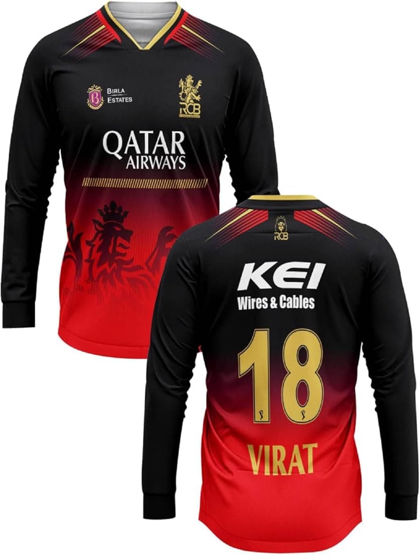 RCB Jersey New 2025 Virat Kohli 18 Full Sleeve for Boys & Mens & Kids