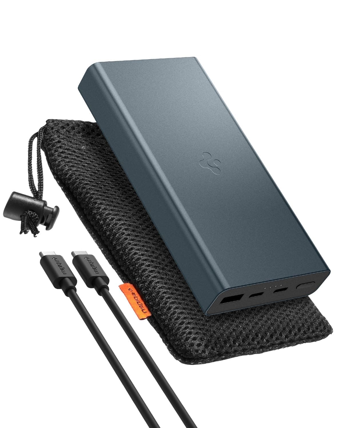 Spigen Durable Alloy Power Bank 20,000mAh, 30W Fast Charging Power Bank with PD3.0 20W for 2 USB-C Ports, QC3.0 22.5W for USB-A Port - Navy Blue