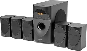 Philips Audio in-SPA 5190B/94 5.1 Channel 90W Multimedia Bluetooth Speaker System with 5x10W Satellite Speakers, LED Display, 40W Subwoofer & Multi-Co