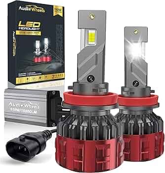 Audio Wheels H11/H8 Car LED Headlight Conversion Kit - 110W, 16000LM, Super Bright 6000K Cool White Light Bulbs, IP68, Plug-N-Play, 2-Year Warranty (P...