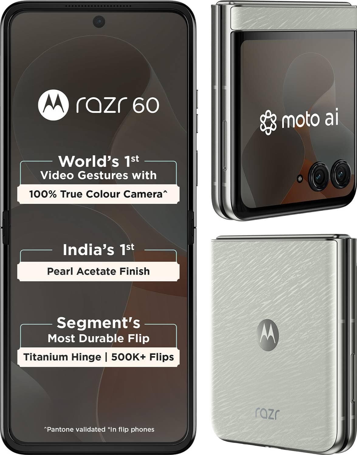 Motorola Razr 60 5G (Pantone Lightest Sky, 8GB RAM, 256GB Storage) | 6.9" Full HD+ Display | 50MP + 13MP Dual Rear Camera | 32MP Front | Dimensity 7400X | 4500mAh Battery